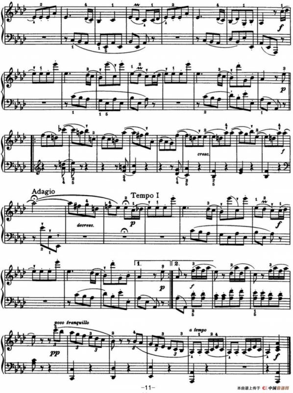 海顿 钢琴奏鸣曲 Hob XVI 43 in A-flat major