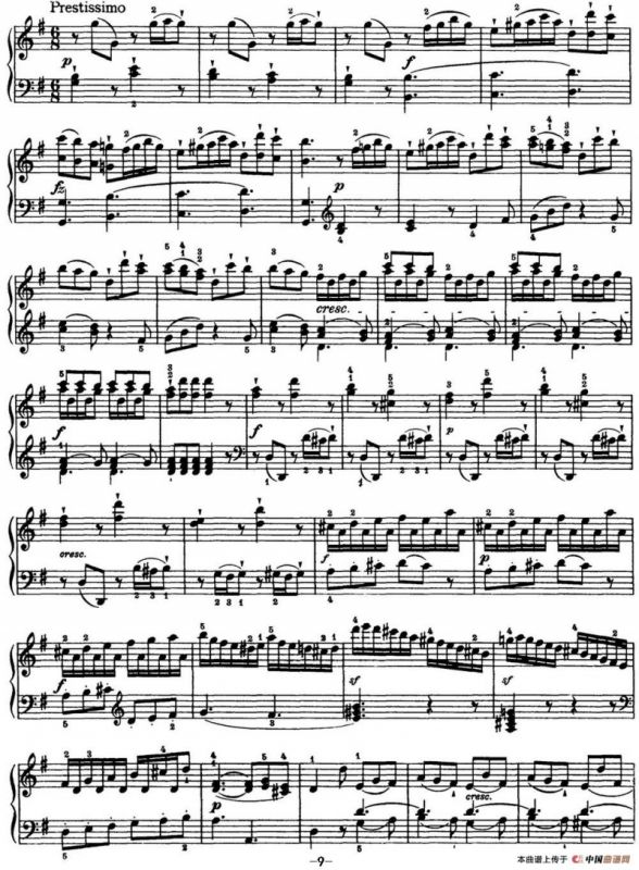 海顿 钢琴奏鸣曲 Hob XVI 39 in G major