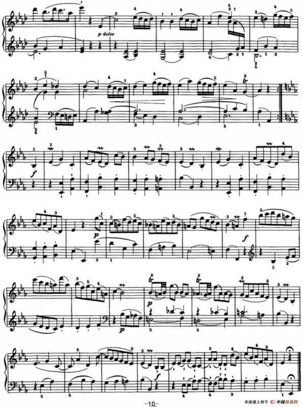 海顿 钢琴奏鸣曲 Hob XVI 38 in E-flat major