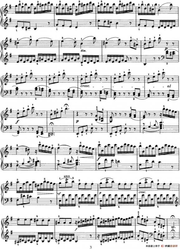 海顿 钢琴奏鸣曲 Hob XVI 34 in E minor