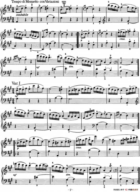 海顿 钢琴奏鸣曲 Hob XVI 30 in A major