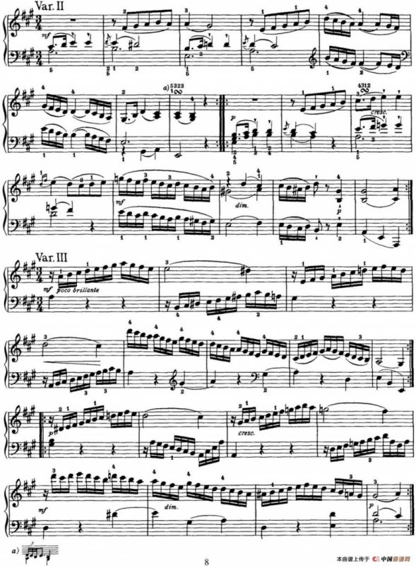 海顿 钢琴奏鸣曲 Hob XVI 30 in A major