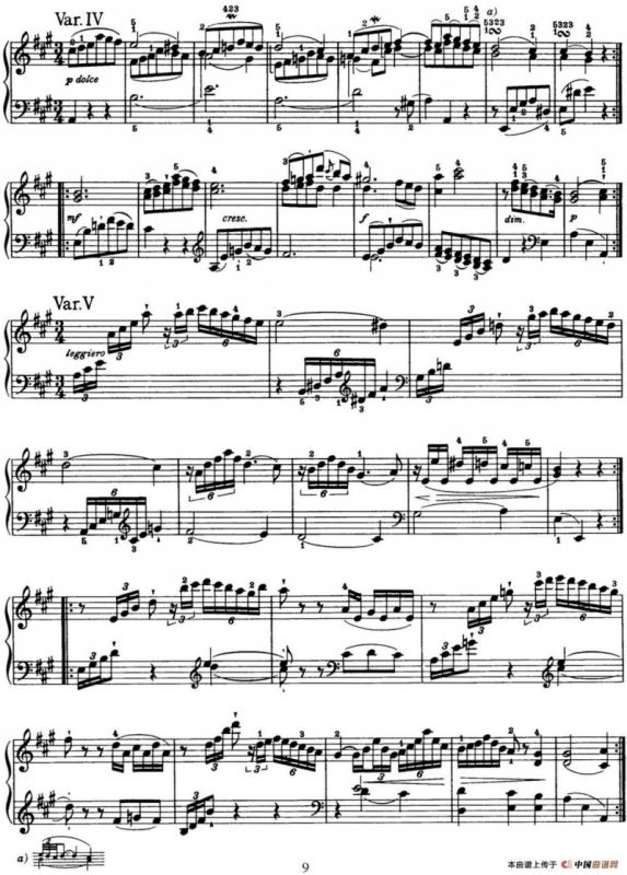 海顿 钢琴奏鸣曲 Hob XVI 30 in A major