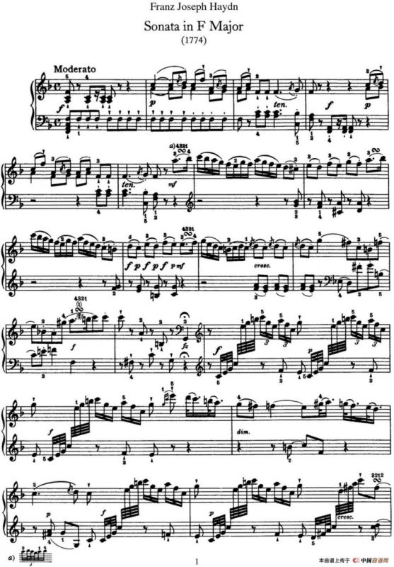 海顿 钢琴奏鸣曲 Hob XVI 29 in F major