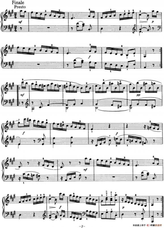 海顿 钢琴奏鸣曲 Hob XVI 26 in A major