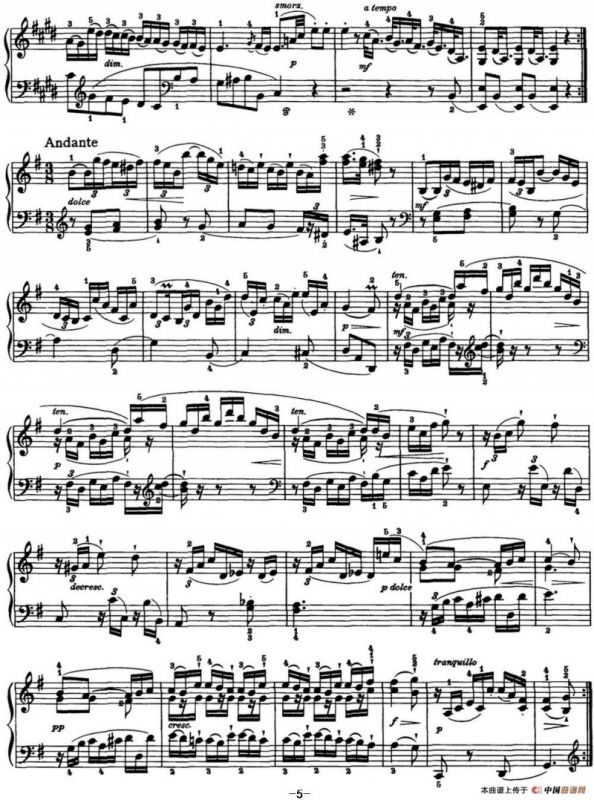 海顿 钢琴奏鸣曲 Hob XVI 22 in E major