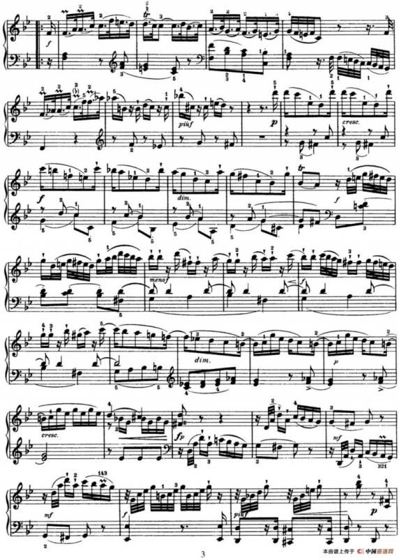 海顿 钢琴奏鸣曲 Hob XVI 18 in B-flat major