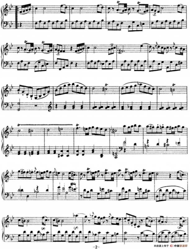 海顿 钢琴奏鸣曲 Hob XVI 17 in B-flat major