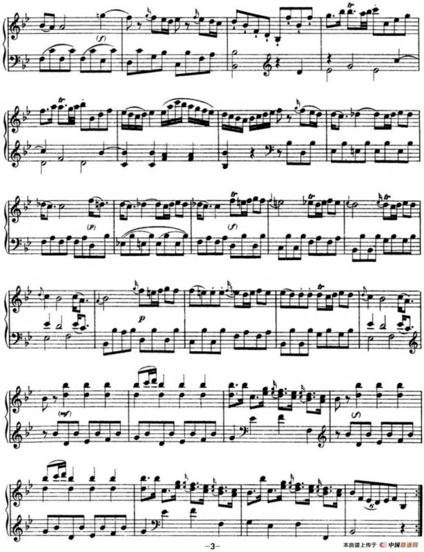 海顿 钢琴奏鸣曲 Hob XVI 17 in B-flat major