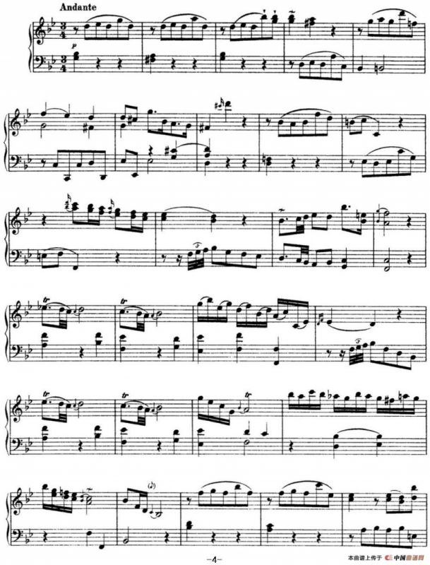 海顿 钢琴奏鸣曲 Hob XVI 17 in B-flat major