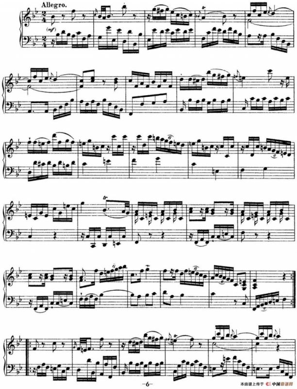 海顿 钢琴奏鸣曲 Hob XVI 17 in B-flat major