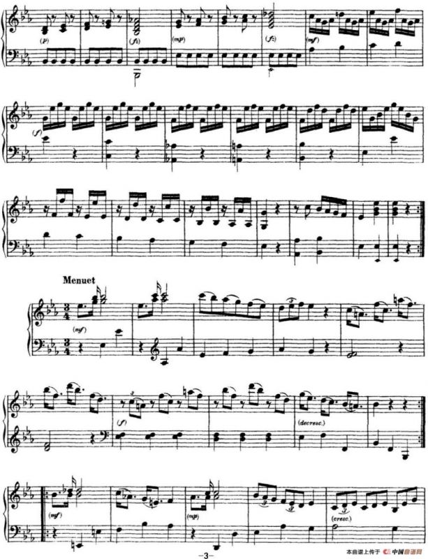 海顿 钢琴奏鸣曲 Hob XVI 16 Divertimento Eb major