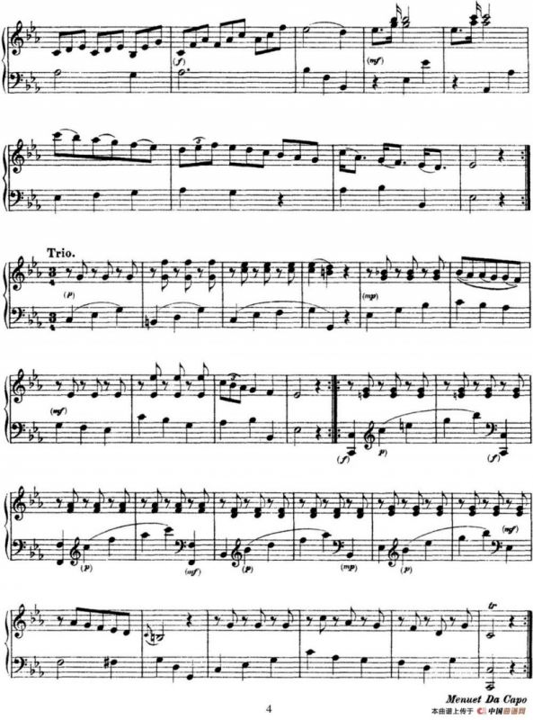 海顿 钢琴奏鸣曲 Hob XVI 16 Divertimento Eb major