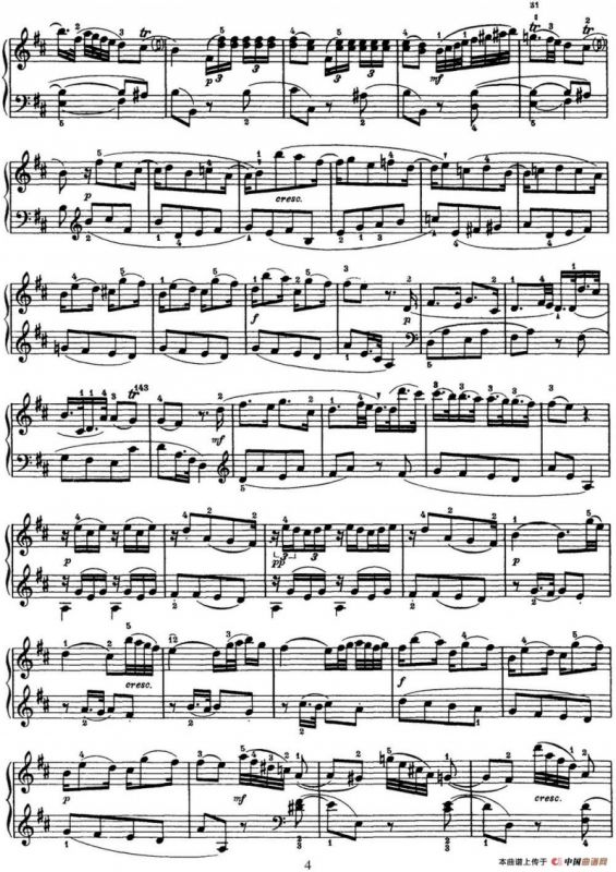 海顿 钢琴奏鸣曲 Hob XVI 14 Partita D major