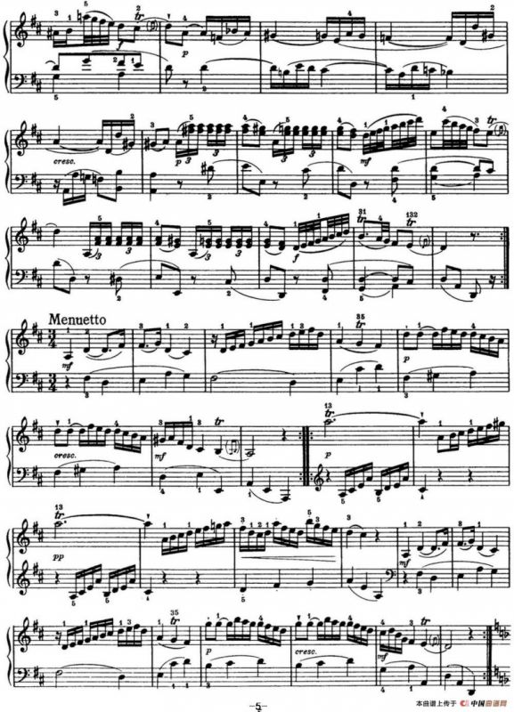 海顿 钢琴奏鸣曲 Hob XVI 14 Partita D major