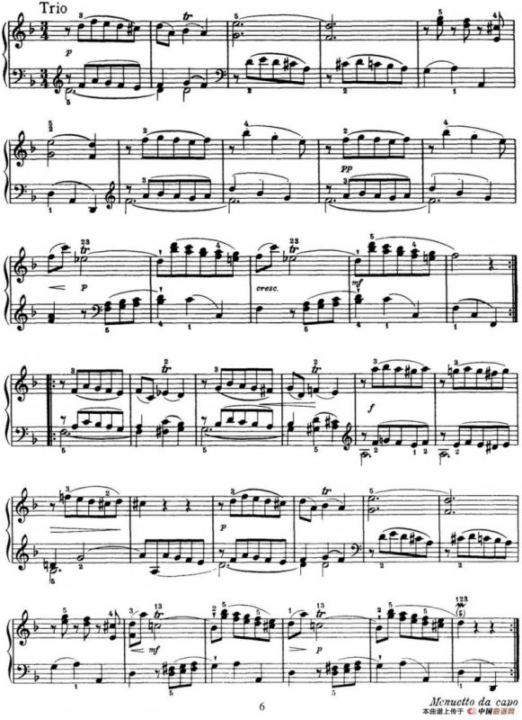 海顿 钢琴奏鸣曲 Hob XVI 14 Partita D major