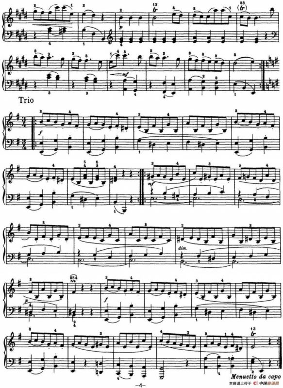 海顿 钢琴奏鸣曲 Hob XVI 13 Partita E major