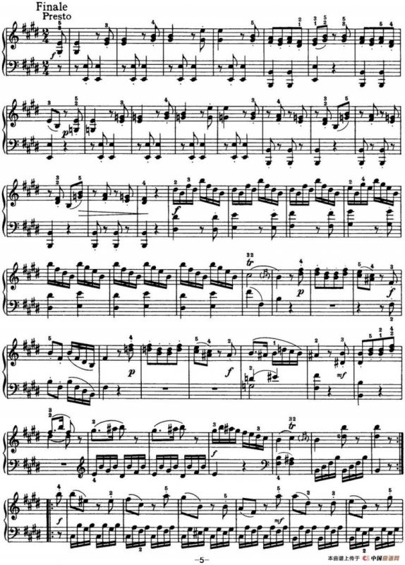 海顿 钢琴奏鸣曲 Hob XVI 13 Partita E major