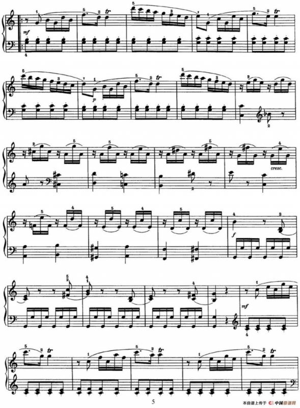 海顿 钢琴奏鸣曲 Hob XVI 10 Divertimento C major