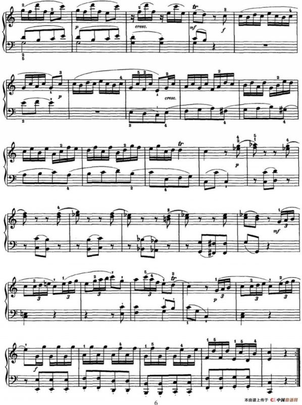 海顿 钢琴奏鸣曲 Hob XVI 10 Divertimento C major