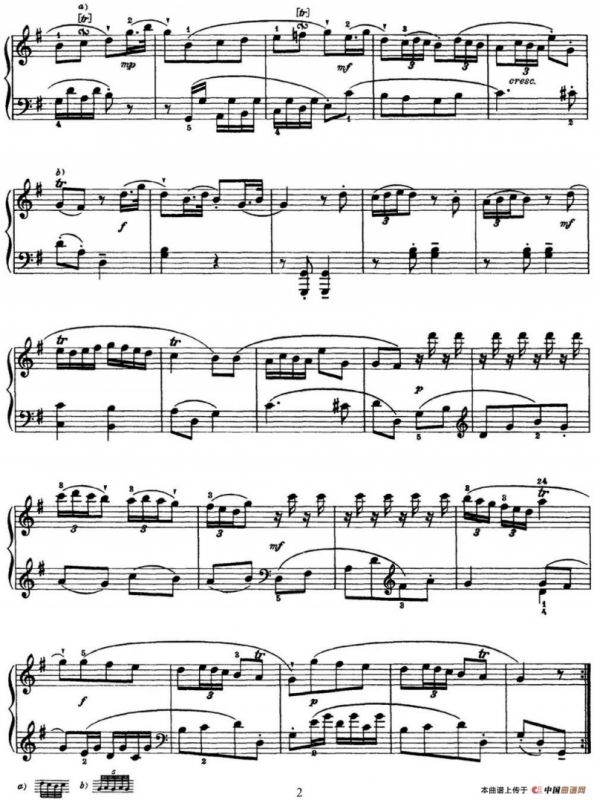 海顿 钢琴奏鸣曲 Hob XVI 8 Divertimento G major