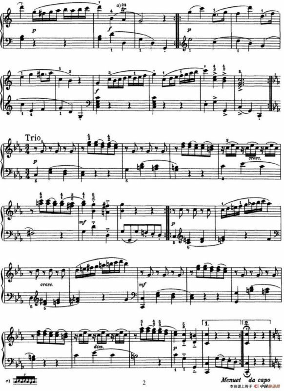 海顿 钢琴奏鸣曲 Hob XVI 7 Divertimento C major