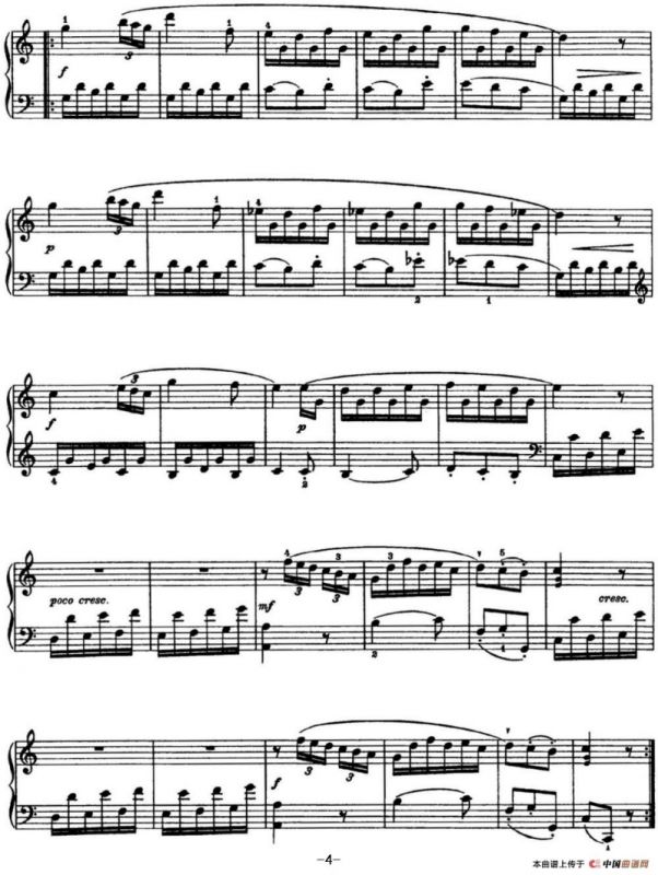 海顿 钢琴奏鸣曲 Hob XVI 7 Divertimento C major