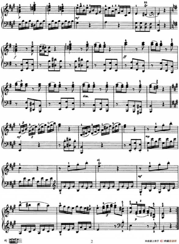 海顿 钢琴奏鸣曲 Hob XVI 5 Divertimento A major