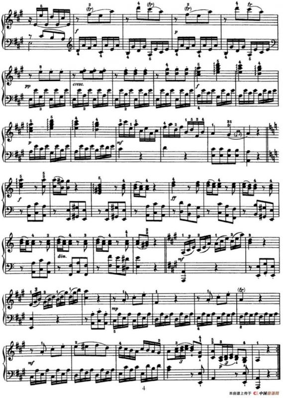 海顿 钢琴奏鸣曲 Hob XVI 5 Divertimento A major