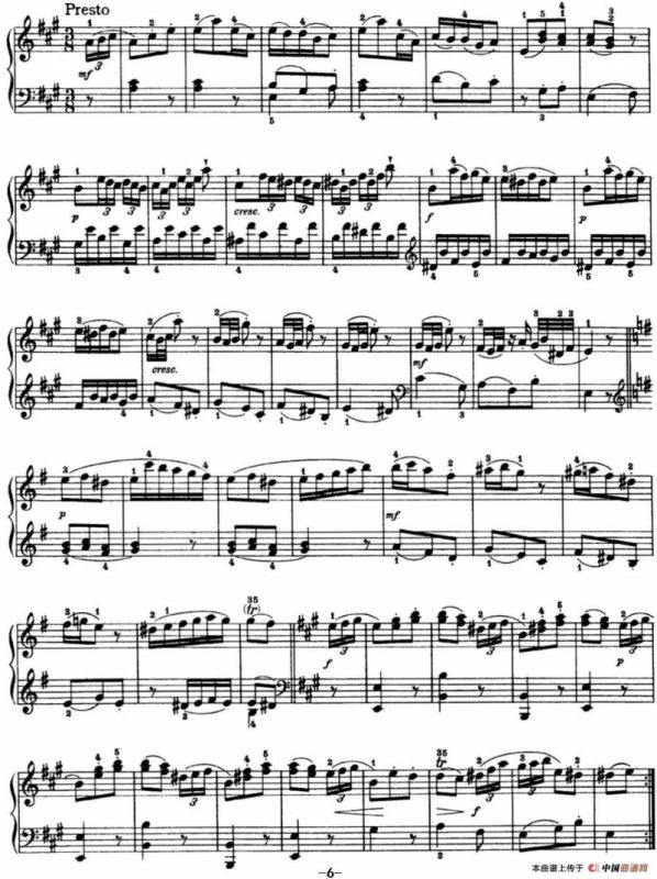 海顿 钢琴奏鸣曲 Hob XVI 5 Divertimento A major