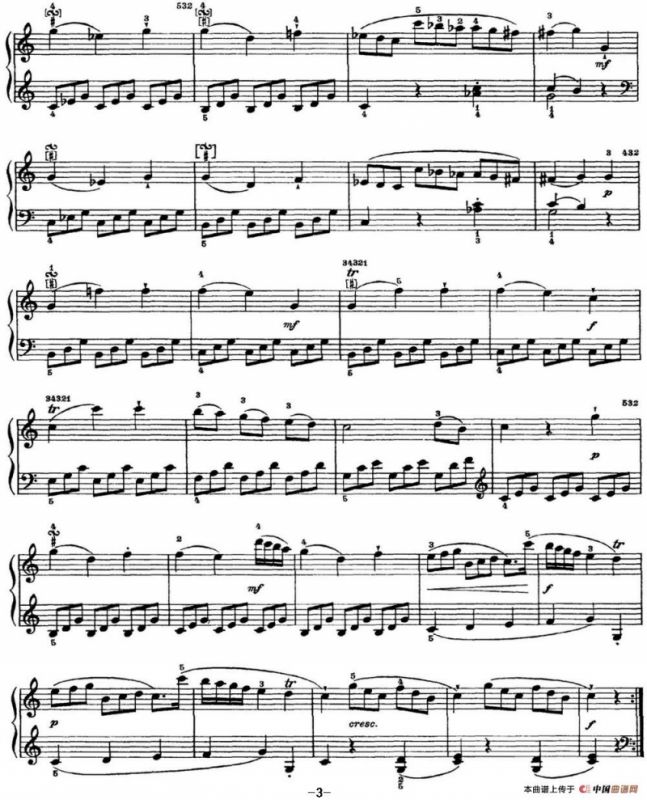 海顿 钢琴奏鸣曲 Hob XVI 3 Divertimento C major