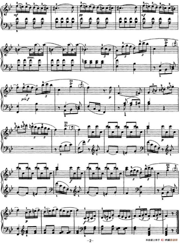 海顿 钢琴奏鸣曲 Hob XVI 2 Partita B-flat major