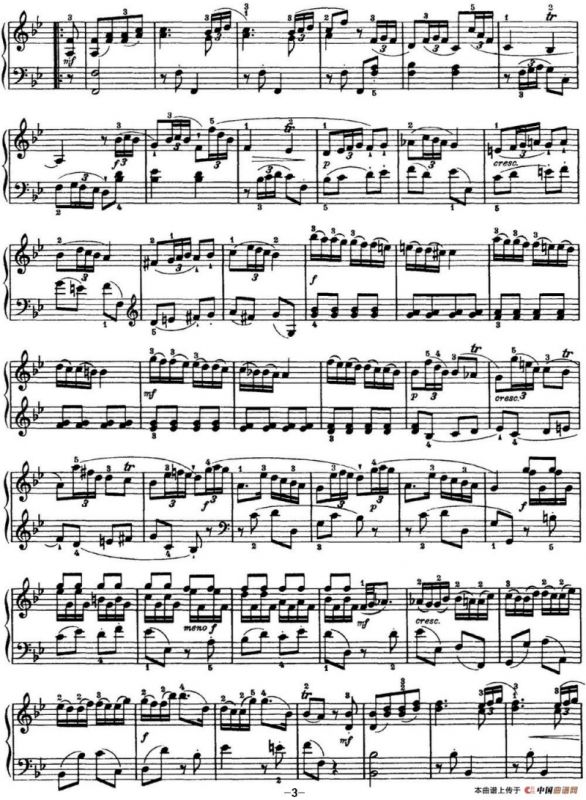 海顿 钢琴奏鸣曲 Hob XVI 2 Partita B-flat major