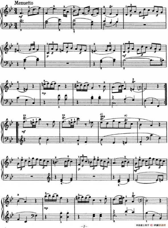 海顿 钢琴奏鸣曲 Hob XVI 2 Partita B-flat major