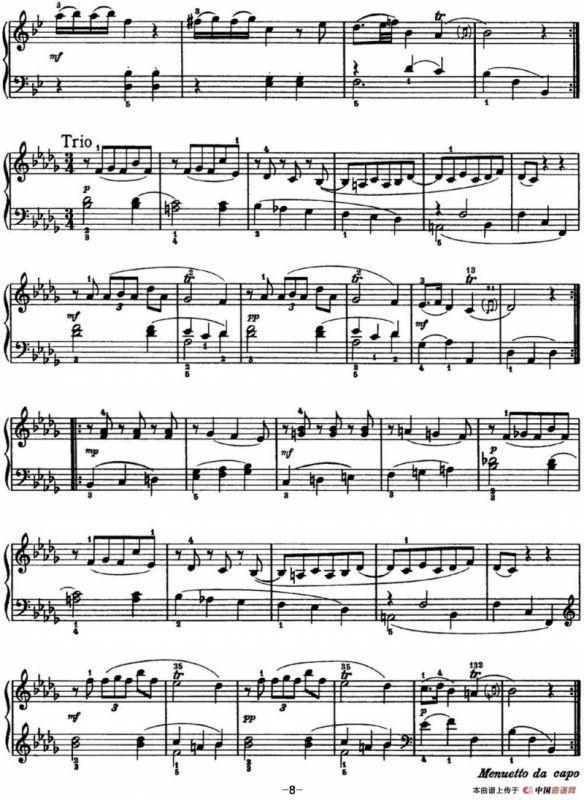 海顿 钢琴奏鸣曲 Hob XVI 2 Partita B-flat major