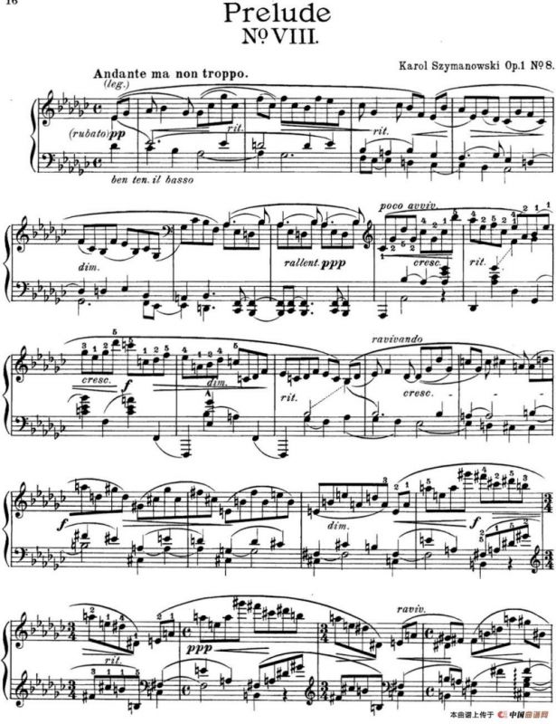 希曼诺夫斯基 9首钢琴前奏曲 Op.1 No.8