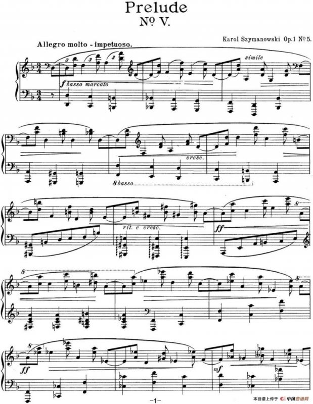 希曼诺夫斯基 9首钢琴前奏曲 Op.1 No.5