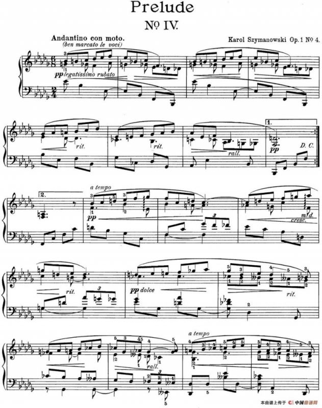 希曼诺夫斯基 9首钢琴前奏曲 Op.1 No.4