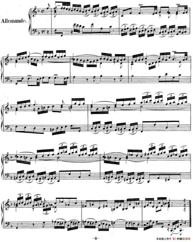 英国组曲No.4 巴赫 F大调 4th Suite BWV 809