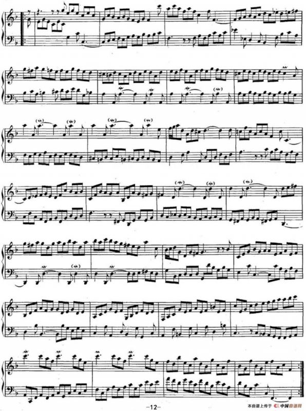 英国组曲No.4 巴赫 F大调 4th Suite BWV 809