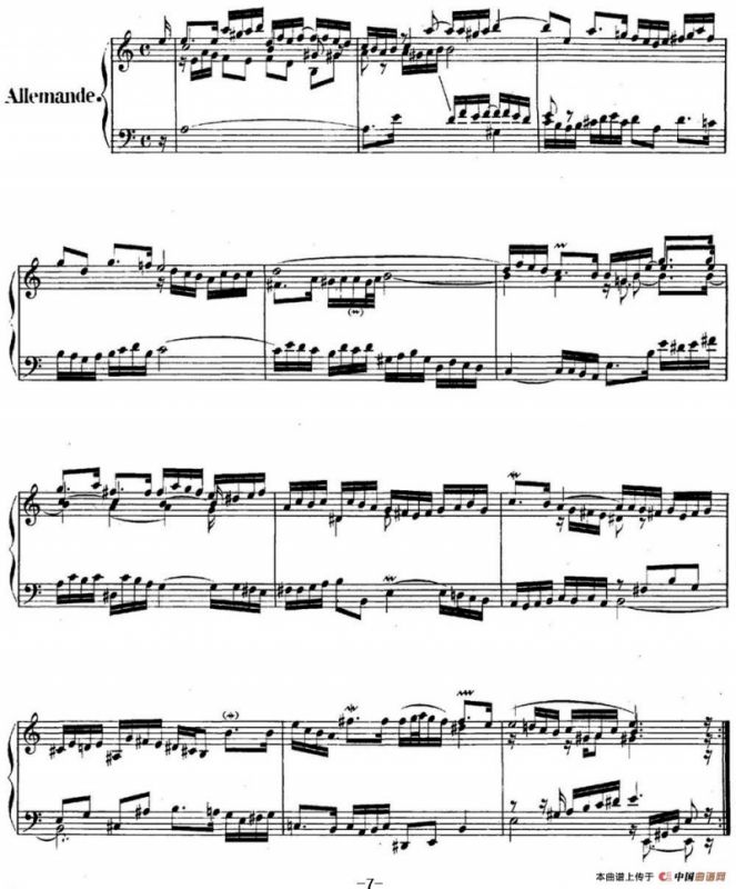 英国组曲No.2 巴赫 a小调 2nd Suite BWV 807