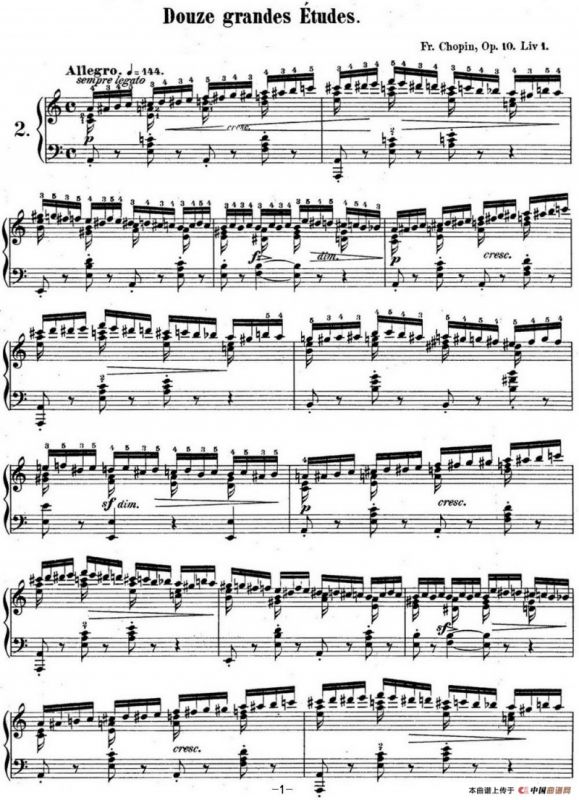 肖邦练习曲2 Op.10 No.2 a小调 A minor