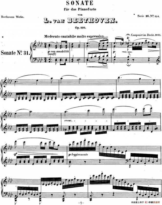 贝多芬钢琴奏鸣曲31 降A大调 Op.110 A-flat major