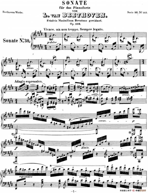 贝多芬钢琴奏鸣曲30 E大调 Op.109 E major