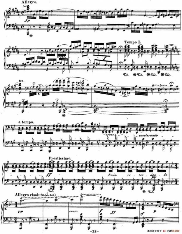 贝多芬钢琴奏鸣曲29 钢琴（锥子键琴）降B大调 Op.106 B-flat major