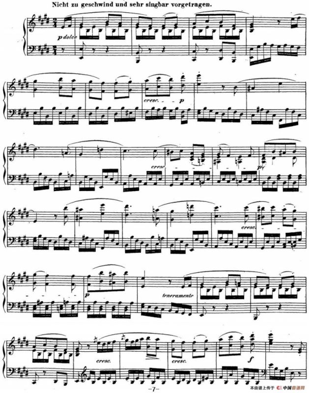 贝多芬钢琴奏鸣曲27 e小调 Op.90 E minor