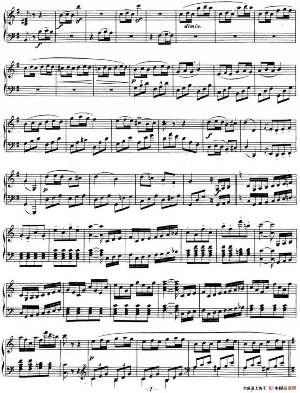 贝多芬钢琴奏鸣曲25 杜鹃 G大调 Op.79 G major