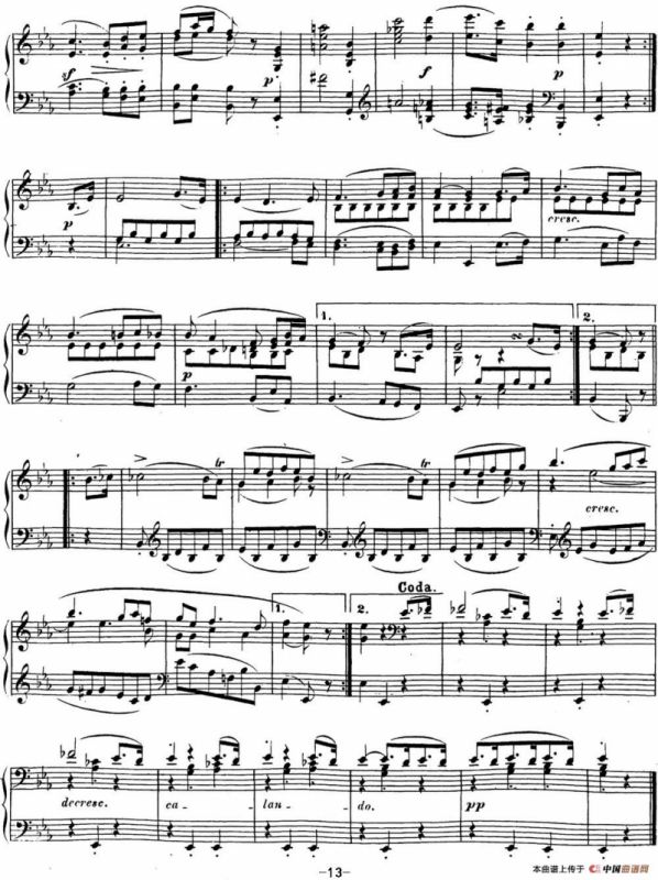 贝多芬钢琴奏鸣曲18 狩猎 降E大调 Op.31 No.3 E-flat major