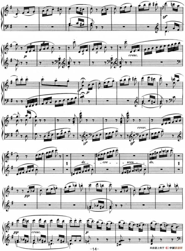 贝多芬钢琴奏鸣曲10 G大调 Op.14 No.2 G major