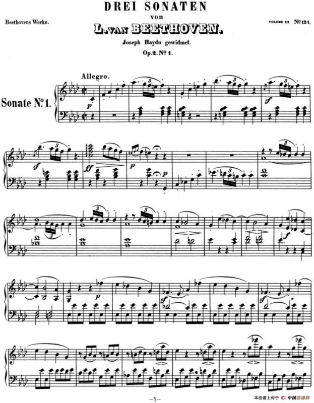 贝多芬钢琴奏鸣曲01 f小调 Op.2 No.1 F minor